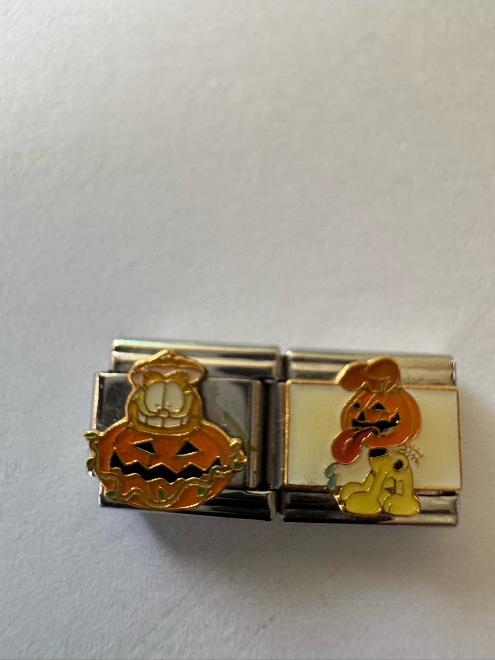 Garfield Orange jack o lantern Charm Italian Bracelet Links - Halloween